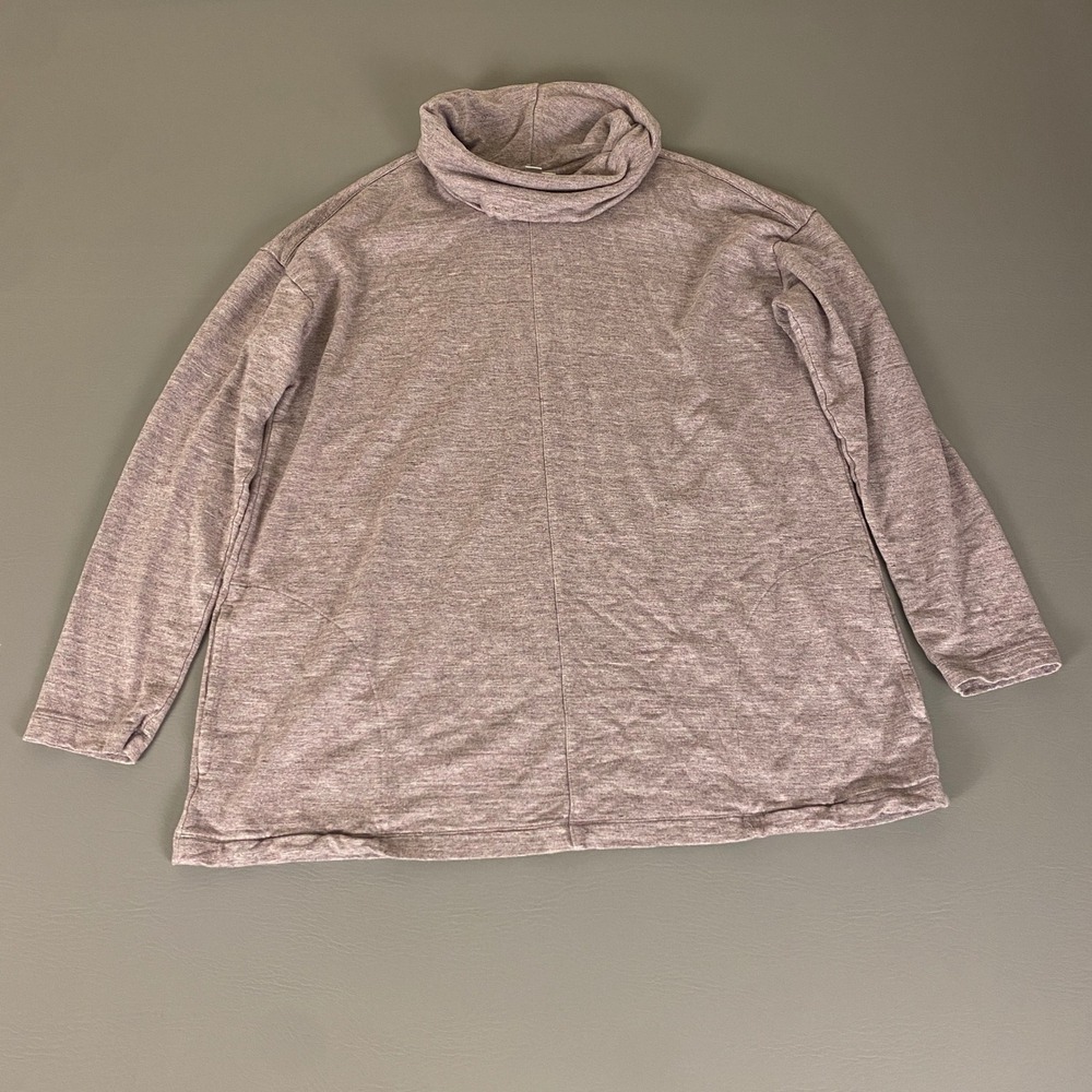 Pure Jill‎ Cowl Neck Tunic Top Size Large Purple Heathered Knit Pullover Comfy